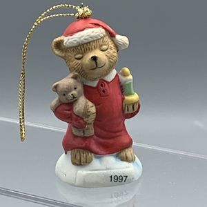 Vtg 1997 CVS Ceramic Bear Collectible Christmas Traditions Ornament Teddy Bear